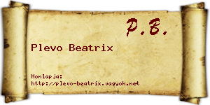 Plevo Beatrix névjegykártya